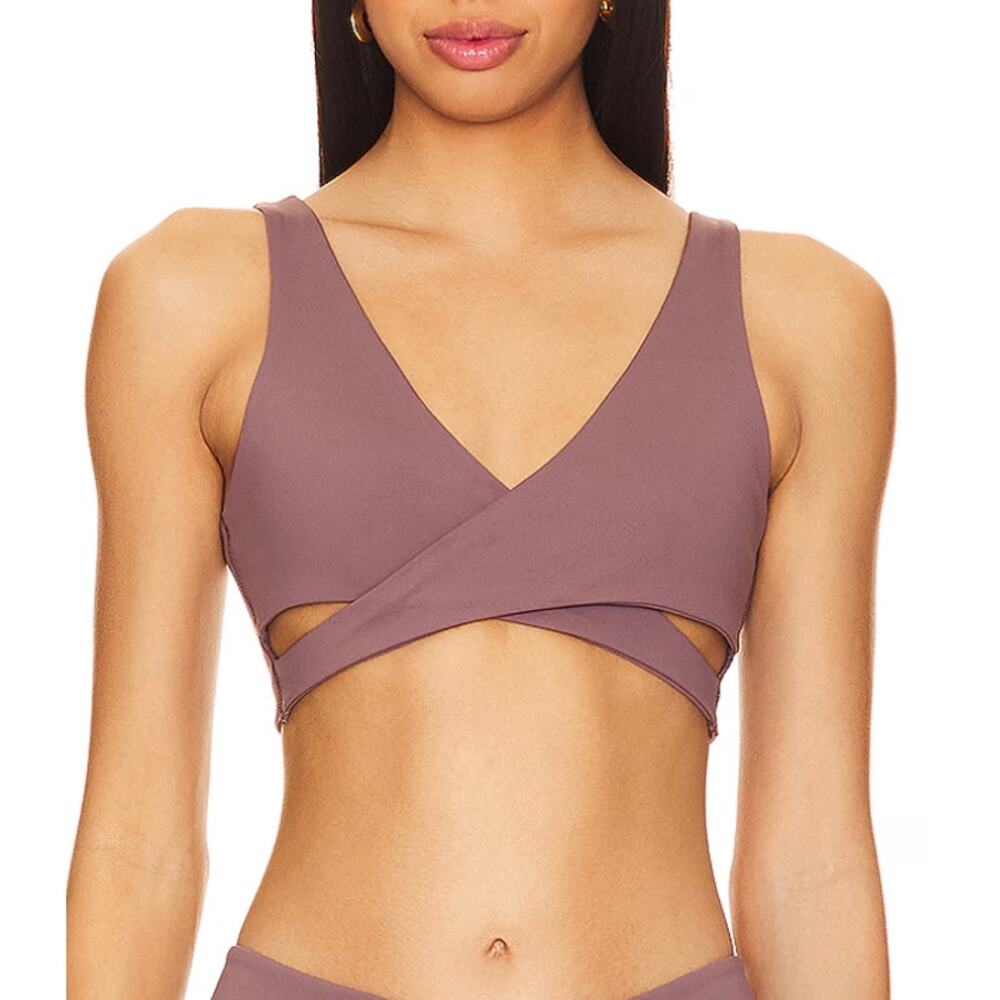 Nubyen Mauve Sports Bra Wrap MEDIUM Cut Out Yoga Orchid Soft Revolve Wrap $60 - Picture 2 of 9